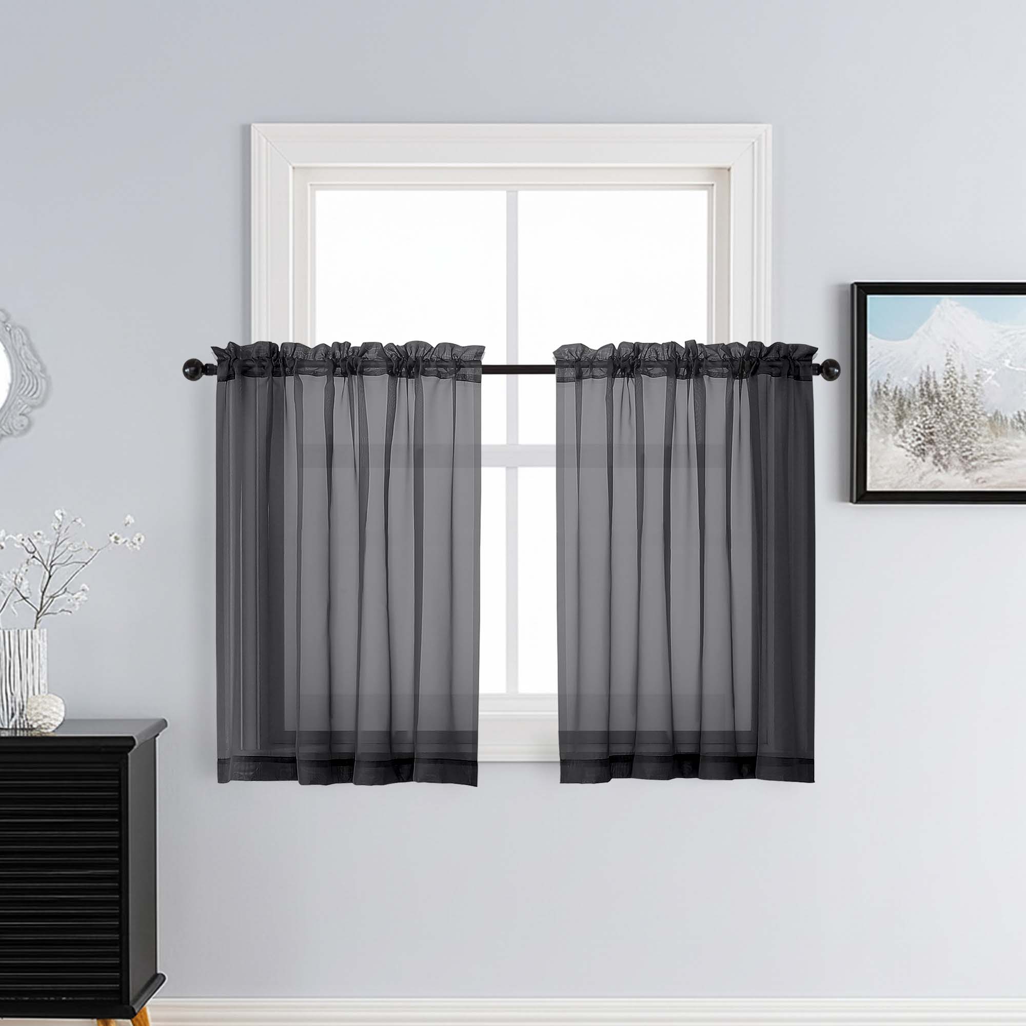 Patin Black Sheer Curtains Valances