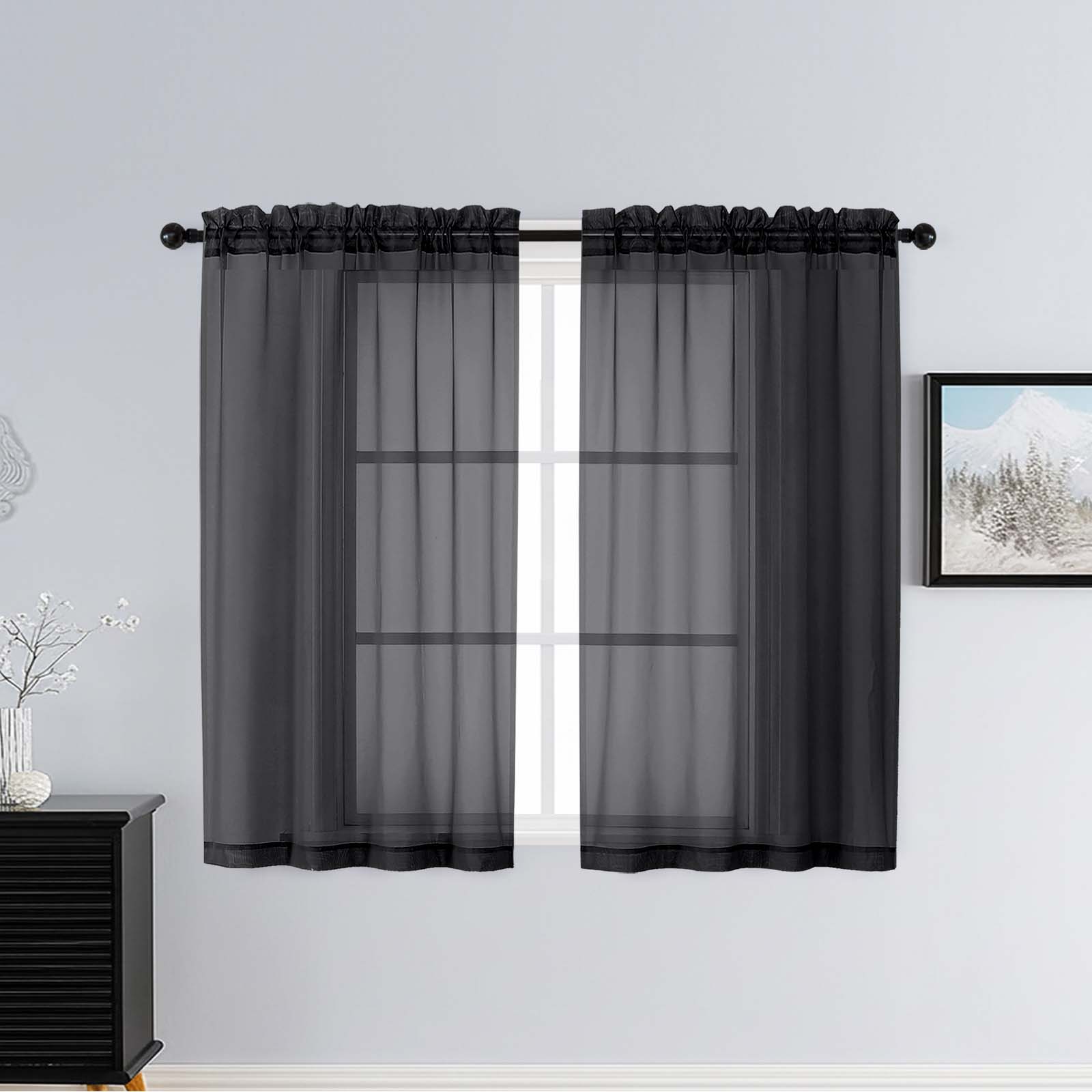 Patin Black Sheer Curtains Valances