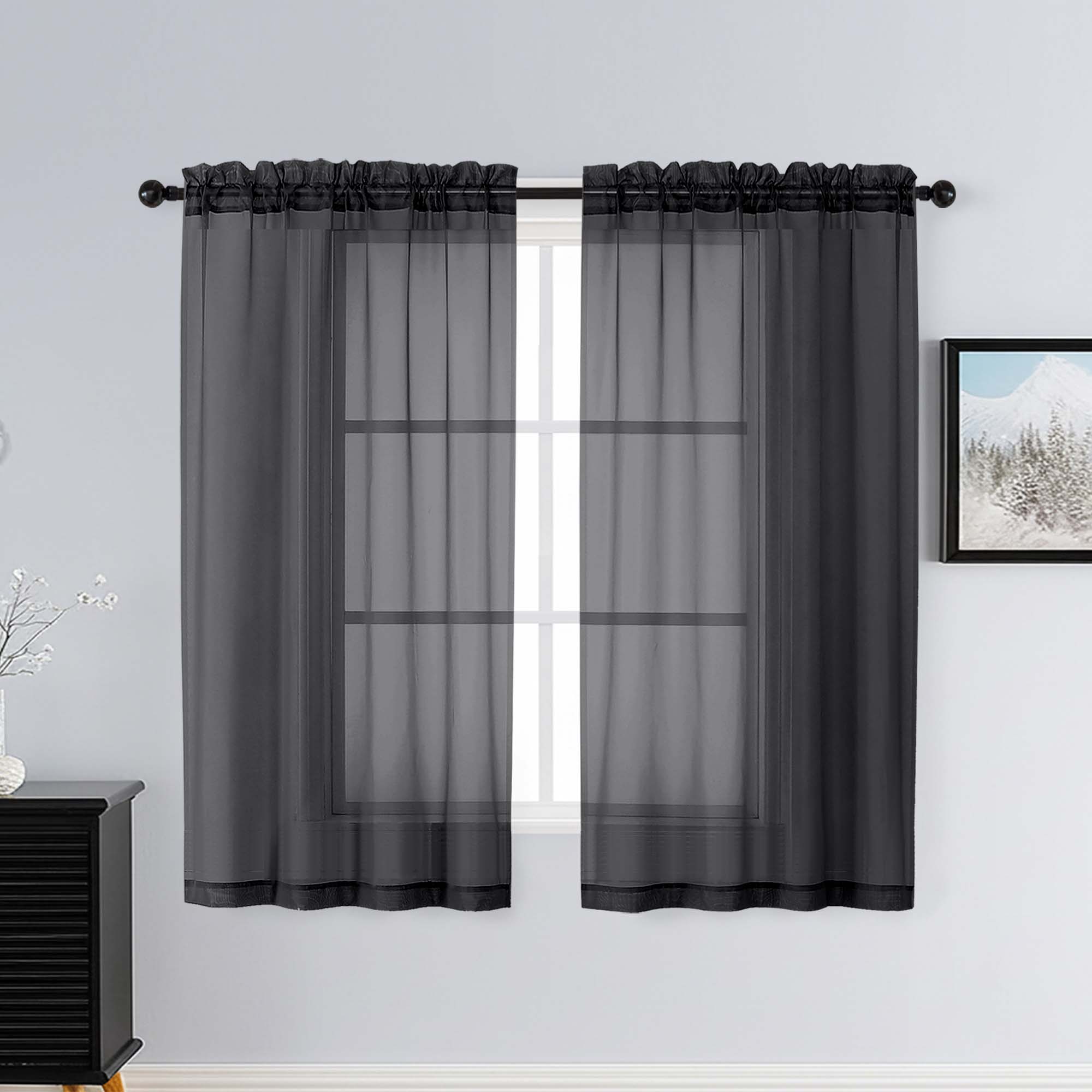 Patin Black Sheer Curtains Valances