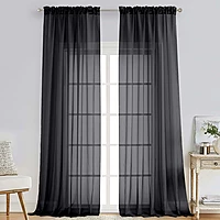 Patin Black Sheer Curtains Valances