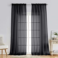 Patin Black Sheer Curtains Valances