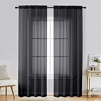 Patin Black Sheer Curtains Valances