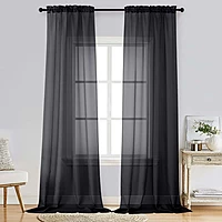 Patin Black Sheer Curtains Valances