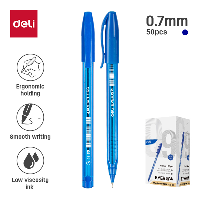 DELI Q9 TRANSLUSCENT FINEPOINT BIROS 0.7MM BLUE