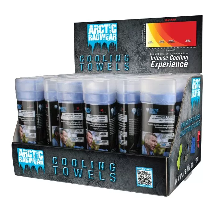 Radians Arctic Radwear® Cooling Towel Counter Display - 24 Blue