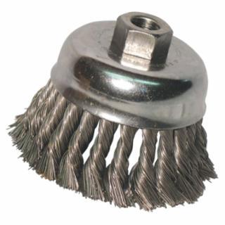 Knot Wire Cup Brush, 2-3/4 in dia, 5/8 to 11 Arbor, .014 in Carbon Steel