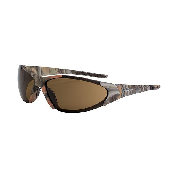 Crossfire Core Premium Safety Eyewear - Woodland Brown Camo Frame - HD Brown Lens