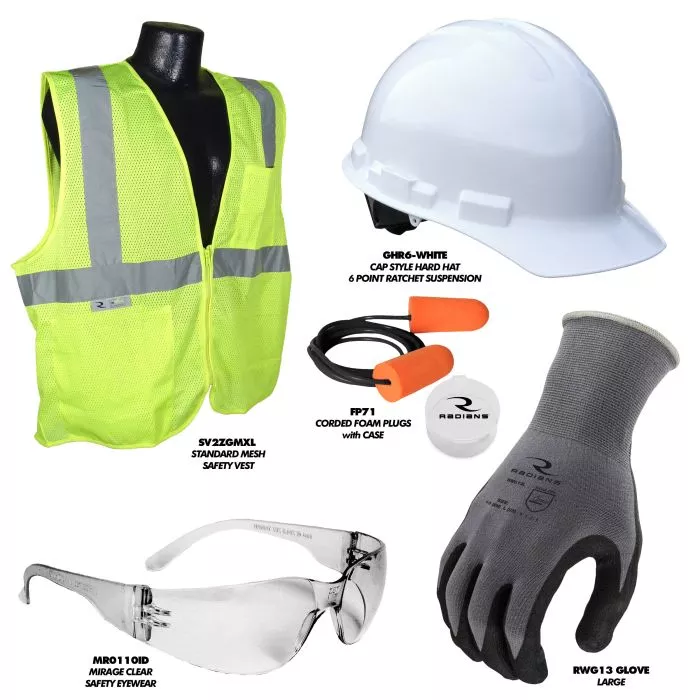 Radians Deluxe Starter Kit - Size L Glove, Green Size L Vest