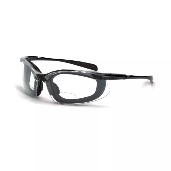 Crossfire Concept Foam Lined Magnifier Safety Eyewear - Crystal Black Frame - Clear Lens - 1.5 Diopter