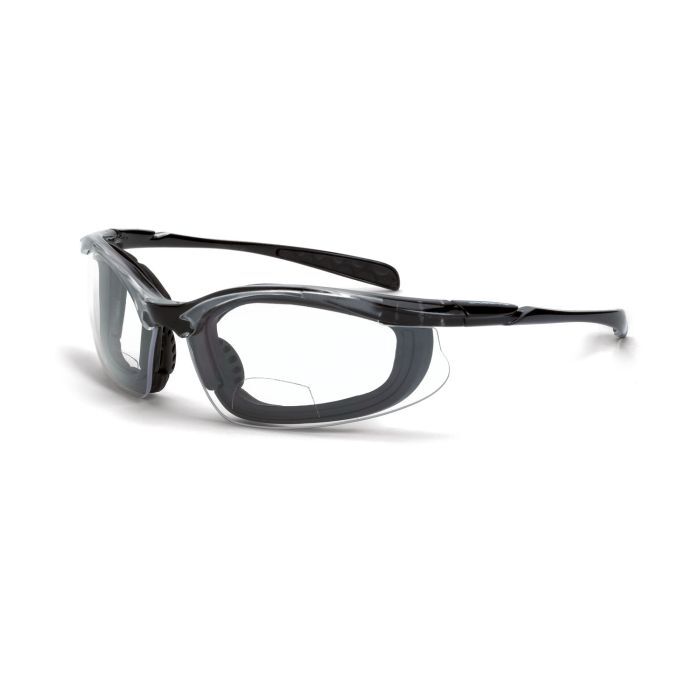 Crossfire Concept Foam Lined Magnifier Safety Eyewear - Crystal Black Frame - Clear Lens - 2.0 Diopter