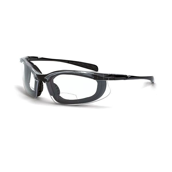 Crossfire Concept Foam Lined Magnifier Safety Eyewear - Crystal Black Frame - Clear Lens - 2.5 Diopter