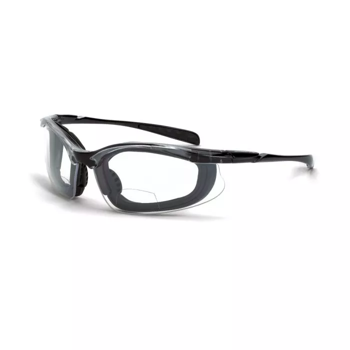 Crossfire Concept Foam Lined Magnifier Safety Eyewear - Crystal Black Frame - Clear Lens - 2.5 Diopter