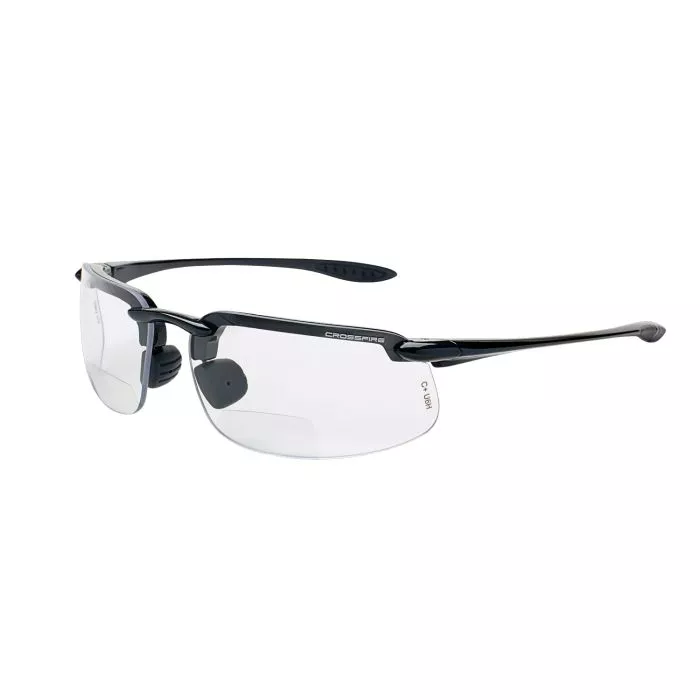 Crossfire ES4 Magnifier Safety Eyewear - Pearl Gray Frame - Clear Lens - 2.0 Diopter