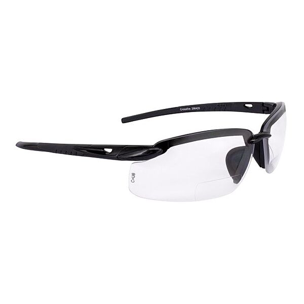 Crossfire ES5 Magnifier Safety Eyewear - Pearl Gray Frame - Clear Lens - 2.0 Diopter