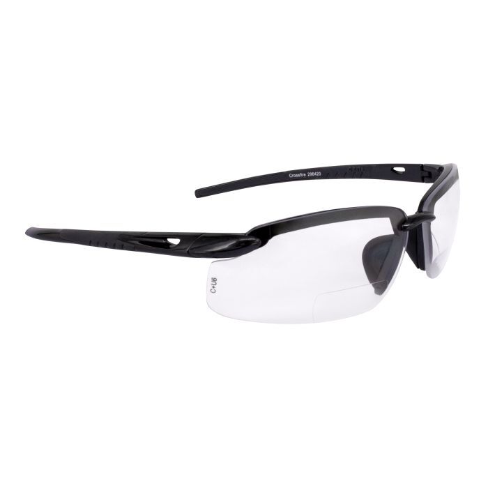 Crossfire ES5 Magnifier Safety Eyewear - Pearl Gray Frame - Clear Lens - 2.0 Diopter
