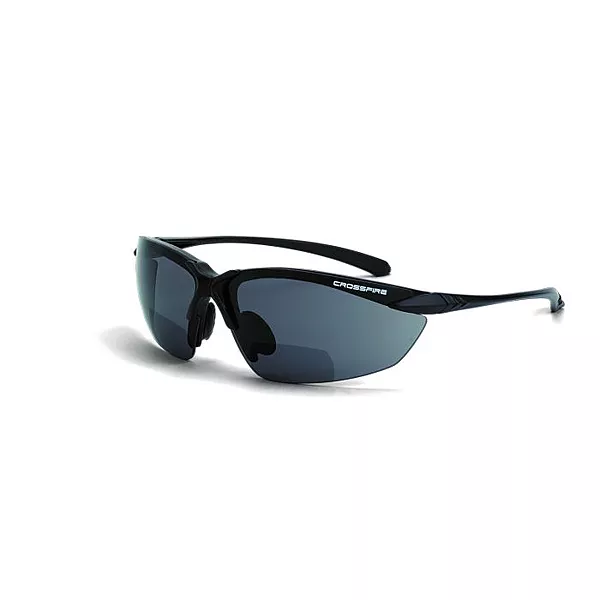 Crossfire Sniper Magnifier Safety Eyewear - Matte Black Frame - Smoke Lens - 1.5 Diopter
