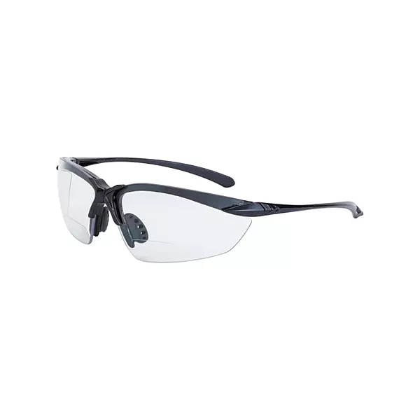 Crossfire Sniper Magnifier Safety Eyewear - Shiny Pearl Gray Frame - Clear Lens - 2.0 Diopter