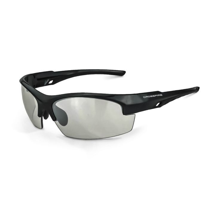 Crossfire Crucible Premium Safety Eyewear - Shiny Black Frame - Indoor/Outdoor Lens