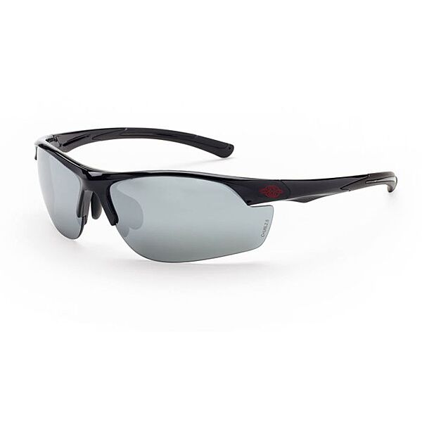 Crossfire AR3 Premium Safety Eyewear - Shiny Black Frame - Silver Mirror Lens