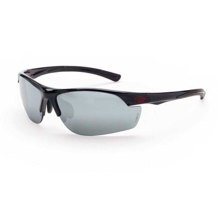 Crossfire AR3 Premium Safety Eyewear - Shiny Black Frame - Silver Mirror Lens
