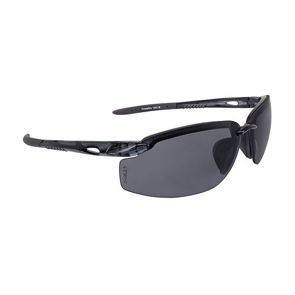 Crossfire ES5W Premium Safety Eyewear - Crystal Black Frame - Smoke Lens