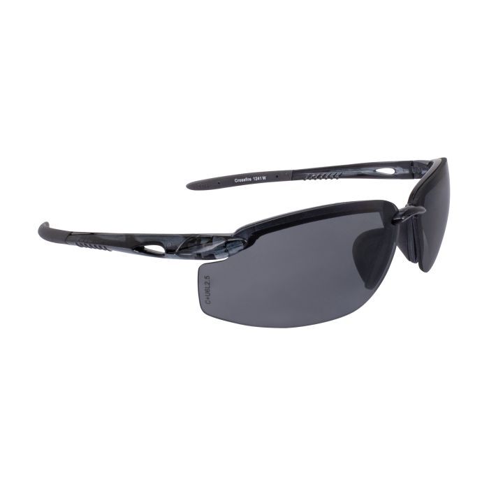 Crossfire ES5W Premium Safety Eyewear - Crystal Black Frame - Smoke Lens