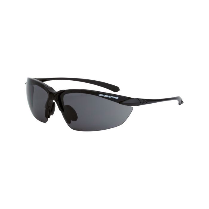 Crossfire Sniper Premium Safety Eyewear - Matte Black Frame - Smoke Lens