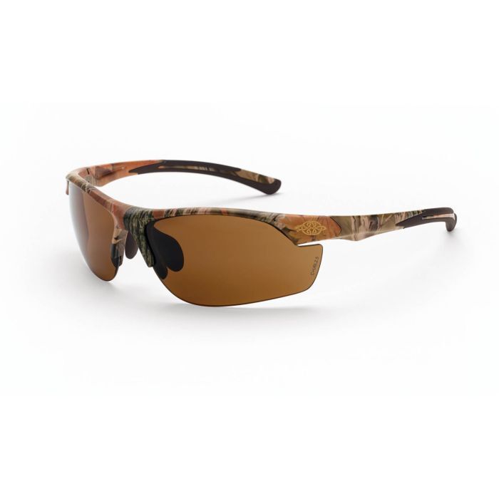 Crossfire AR3 Premium Safety Eyewear - Woodland Brown Camo Frame - HD Brown Lens