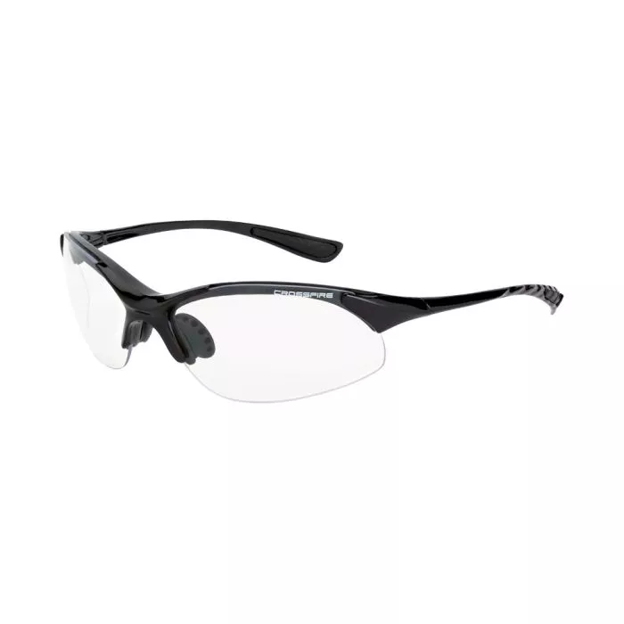 Crossfire XCBR Premium Safety Eyewear - Shiny Black Frame - Clear Lens