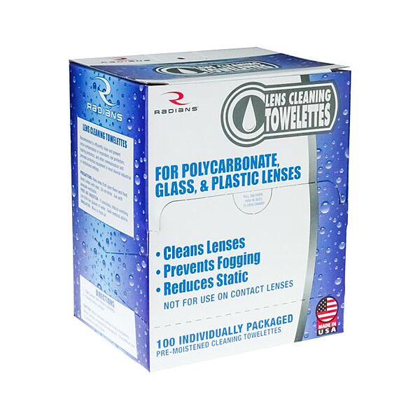 Radians Lens Cleaning Towelettes - 100 Count - in Box