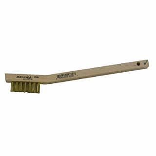 Utility Brush, 7-1/2 in L, 3 x7 Rows, Brass Bristles, Curved Wood Handle