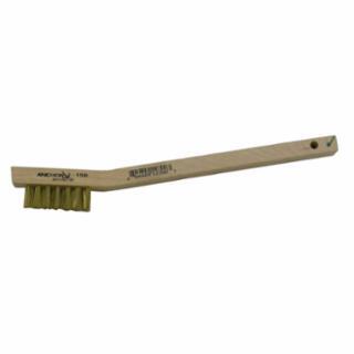 Utility Brush, 7-1/2 in L, 3 x7 Rows, Brass Bristles, Curved Wood Handle