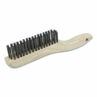 Hand Scratch Brush,10 in L, 4 x 16 Rows, Steel Bristles, Shoe Handle