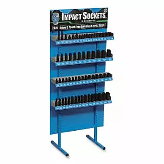 Display, 3/8 in Dr, Includes 124-Pc 6-point Metric/SAE Impact Sockets w/(4) Adapters/(2) Universal Joints/(6) Ext