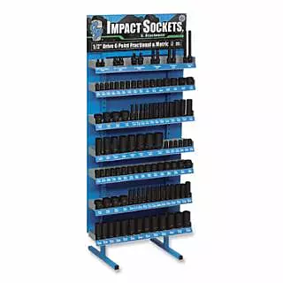 Display, 1/2 in Dr, Includes 104-Pc 6-point Metric/SAE Impact Sockets w/(12) Attachments