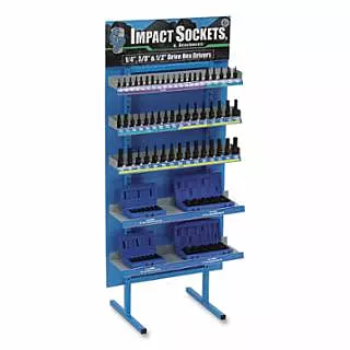 Display, 1/4 in Dr, 3/8 in Dr, 1/2 in Dr, Incl 57-Pc Metric/SAE Hex Drivers and (2) 7-Pc Sets/(2) 10-Pc Sets w/Molded Cases