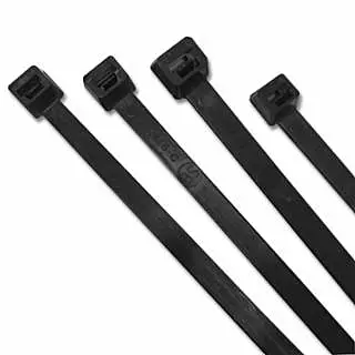 UV Stabilized Cable Tie, 30 lb Tensile Strength, 5.7 in L, Black, 100 EA/BG