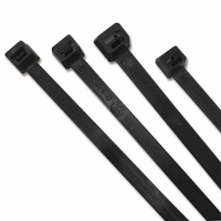 UV Stabilized Cable Tie, 18 lb Tensile Strength, 4.1 in L, Black, 100 EA/BG