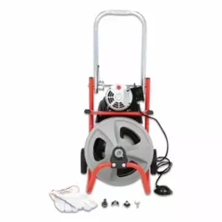 K-400 Drum Machine Drain Cleaner, 115 V, 3 in to 4 in dia Line, Incl C45 IW 1/2 in x 75 ft Cable/T-260 Set