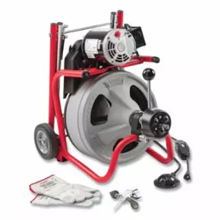 K-400 Drum Machine Drain Cleaner, 115 V, 3 in to 4 in dia Line, Incl AUTOFEED®/C45 IW 1/2 in x 75 ft Cable/T-260 Set