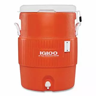 Seat Top Water Jug, 10 gal, Orange/White