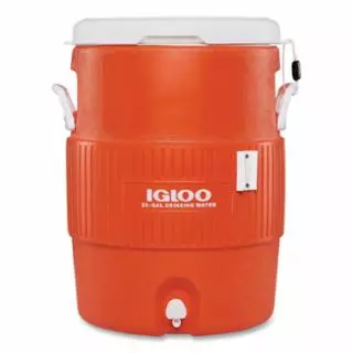 Seat Top Water Jug, 10 gal, Orange/White