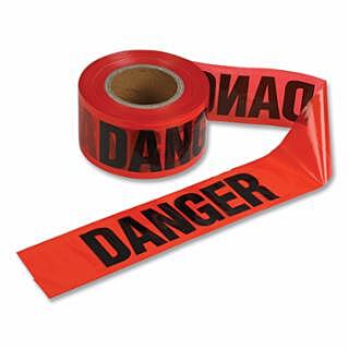 Economy Barrier Tape, 3 in x 1000 ft, Red, Danger