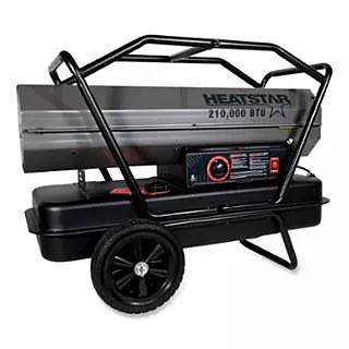 HeatStar Portable Kerosene Forced-Air Heater, F105505, 210000 Btu/h, 14 gal, 110 V to 115 V, Includes 10 in Flat-Free Tires