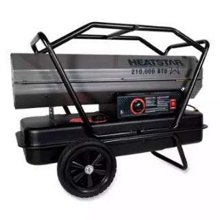 HeatStar Portable Kerosene Forced-Air Heater, F105505, 210000 Btu/h, 14 gal, 110 V to 115 V, Includes 10 in Flat-Free Tires