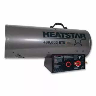 Portable Propane Forced-Air Heater, F172425, 400000 Btu/h, 115 V AC, (2) 100 lb Tank (Sold Separately), Incl Hose/POL/Reg
