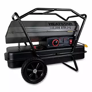 HeatStar Portable Kerosene Forced-Air Heater, HS140KT, 140000 Btu/h, 14 gal, 110 V to 115 V, Includes 10 in Flat-Free Tires