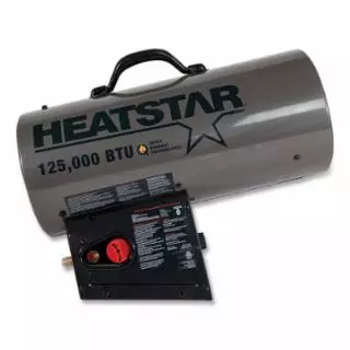 Portable Propane Forced-Air Heater, HS125QFAV, 125000 Btu/h, 115 V AC, (1) 40 lb Tank (Sold Separately), Incl Hose/POL/Reg