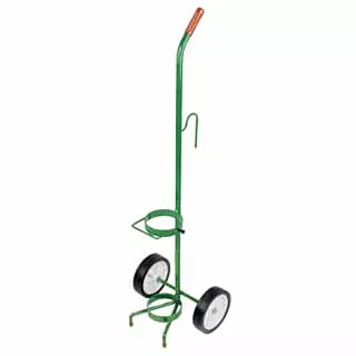 D/E Size Cylinder Transport Cart, Single, 12 in W x 41 in H x 10 in D, 6 in Semi-Pneumatic Wheels, Gurney/Mask Hooks