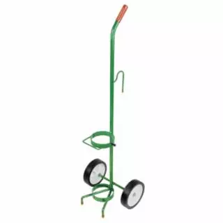 D/E Size Cylinder Transport Cart, Single, 12 in W x 41 in H x 10 in D, 6 in Semi-Pneumatic Wheels, Gurney/Mask Hooks